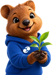 Quokka segurando uma planta